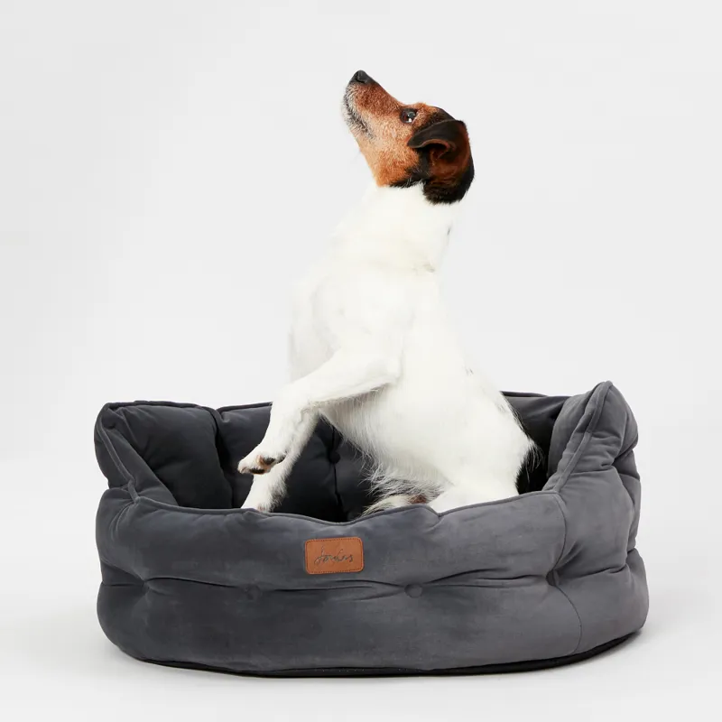 Joules Chesterfield Dog Bed Grey-3